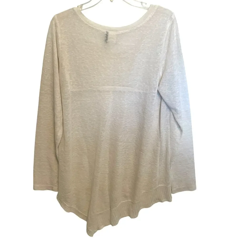 Anthropologie Akemi + Kin Ezri Asymmetrical Tunic Womens Large Ivory Burnout Top - Picture 4 of 9
